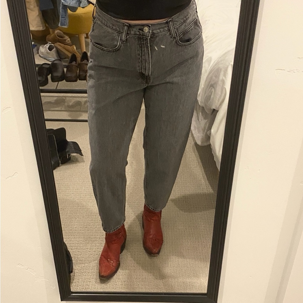 High Rise Barrel Jeans Black/Grey